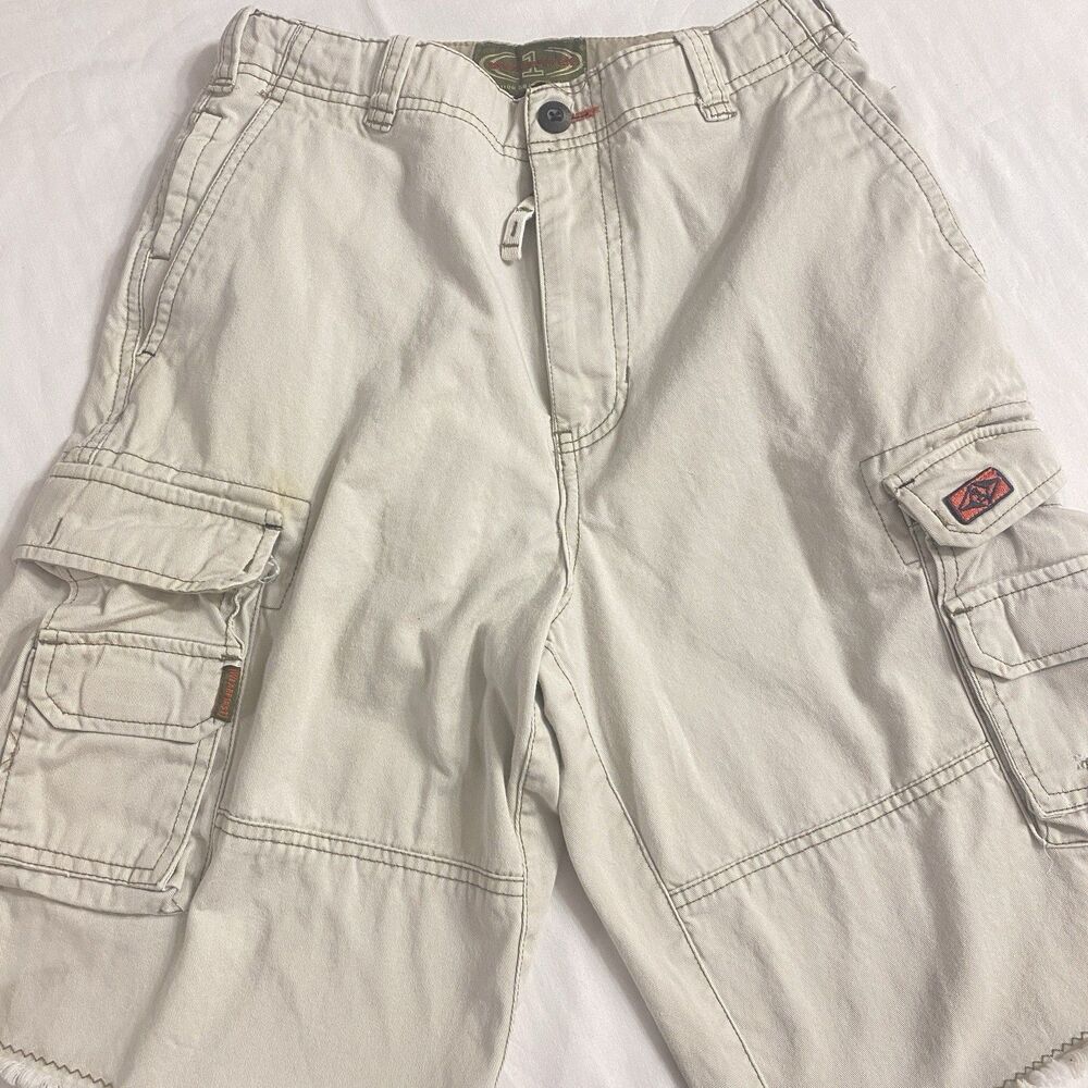 Vtg Y2K Shorts Khaki Boys 14 Baggy Cargo Long Skater Utility Wearfirst 2000
